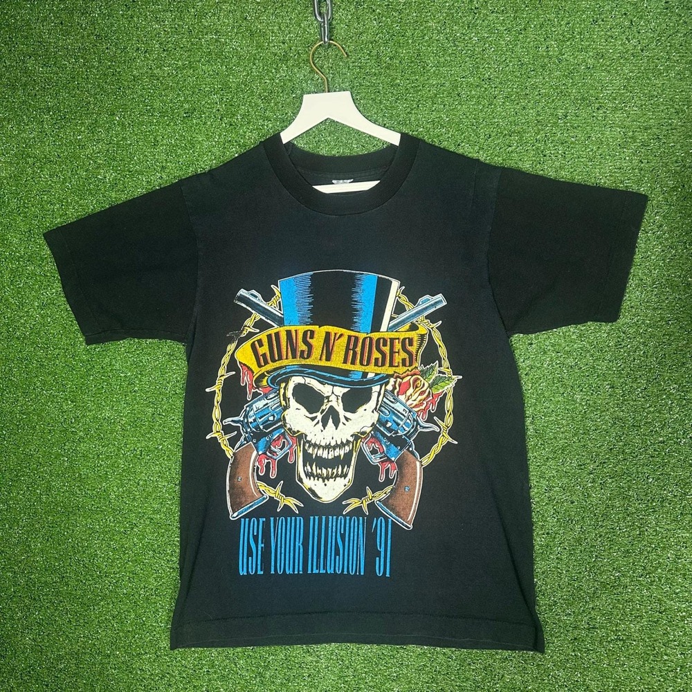 Vintage Guns N Roses Use Your Illusion 91‎ Tour Shirt Black Single Stitch Mens M